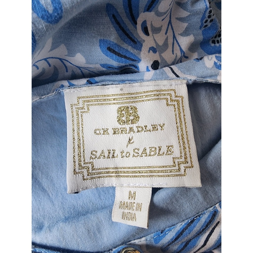 CK Bradley Sail to Sable Women's Maxi Dress Size M Blue Floral 100% Cotton - Picture 3 of 5